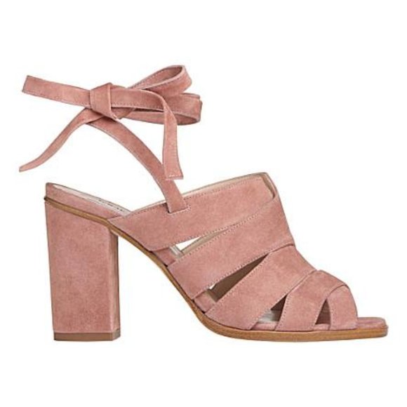 L.K. Bennett Shoes - L.K. Bennett Seline Pink Suede Strap Tie Sandals